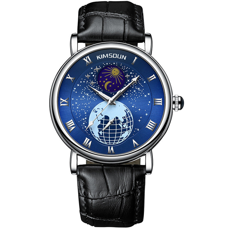 Blue Planet Kingston Brand Luminous Starry Sky Moon Phase Fully Automatic Mechanical Watch