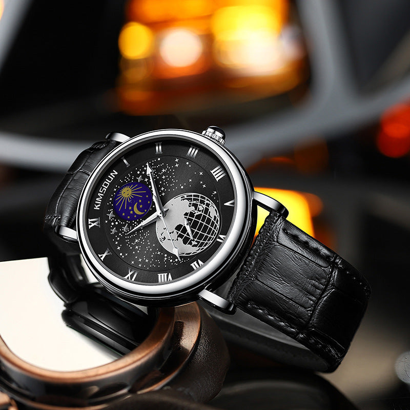 Blue Planet Kingston Brand Luminous Starry Sky Moon Phase Fully Automatic Mechanical Watch