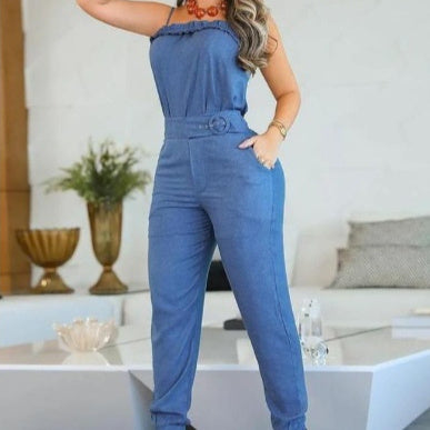Elegant Sling Casual Slim Fit Denim Suit