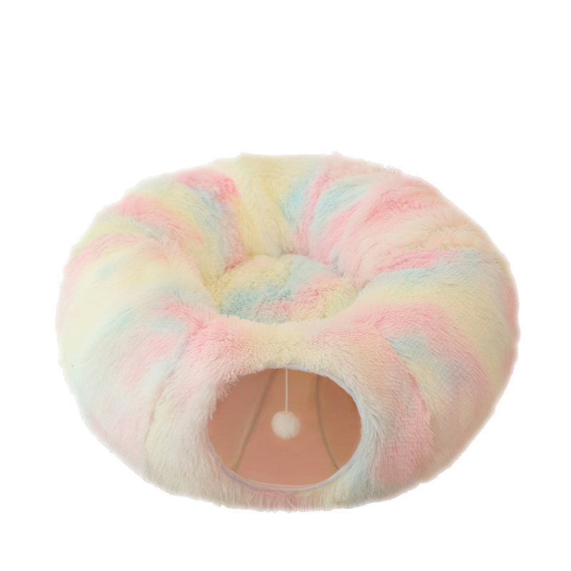 Winter Cat Tunnel Plush Cat Nest Pet Cat Plush Warm Pet Nest Foldable Cat Channel Four Seasons Cat Nest