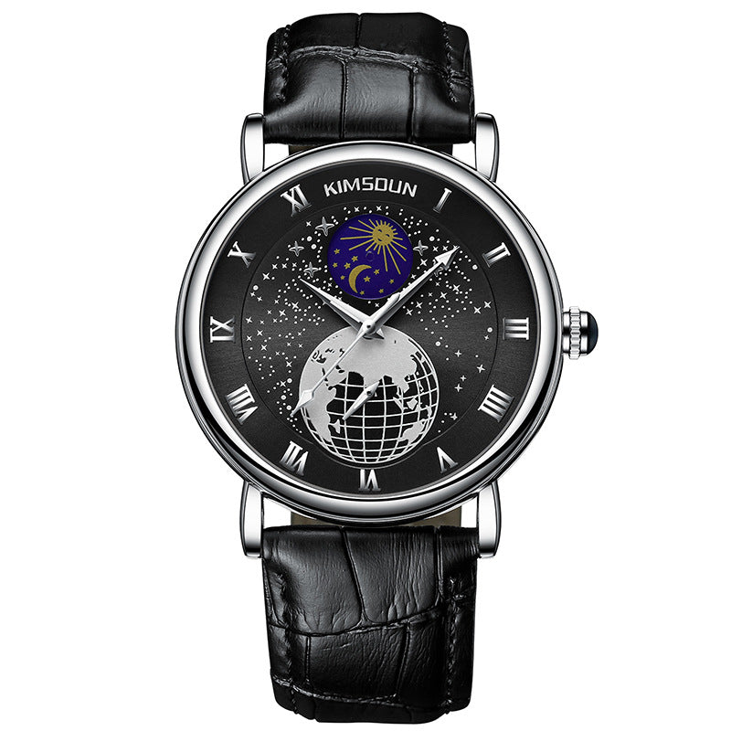 Blue Planet Kingston Brand Luminous Starry Sky Moon Phase Fully Automatic Mechanical Watch