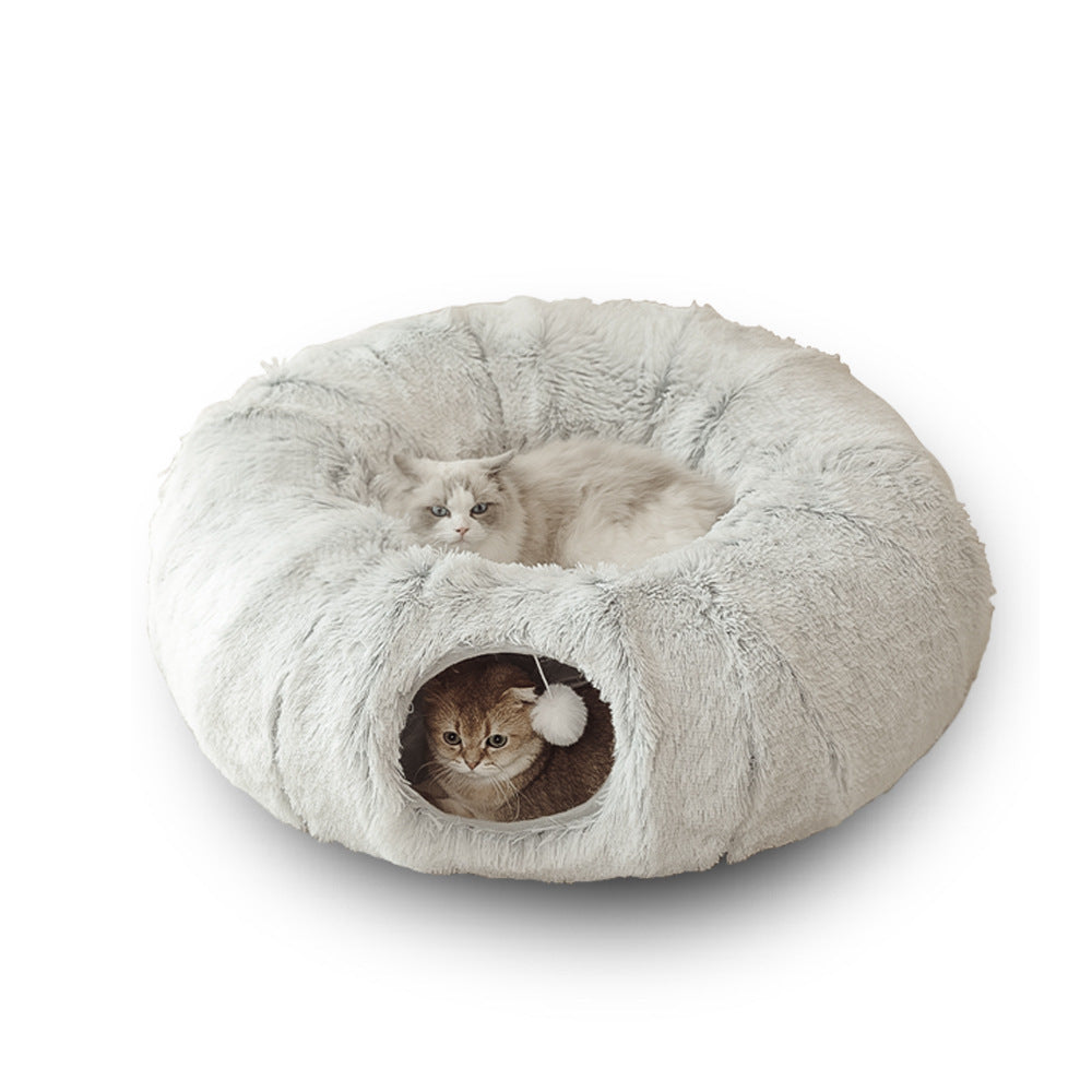 Winter Cat Tunnel Plush Cat Nest Pet Cat Plush Warm Pet Nest Foldable Cat Channel Four Seasons Cat Nest