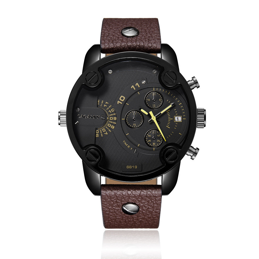 Men's Casual Quartz Watch with Calendar and Large Dial